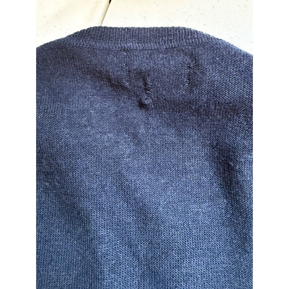 J. FERRAR WASHABLE MERINO WOOL BLUE GRAY BLACK ARGYLE V-NECK SWEATER - XL - Picture 5 of 5